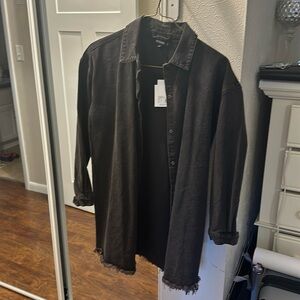 Black denim oversized shacket with tags, never worn.